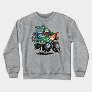 Seventies Green Hot Rod Funny Car Cartoon Crewneck Sweatshirt